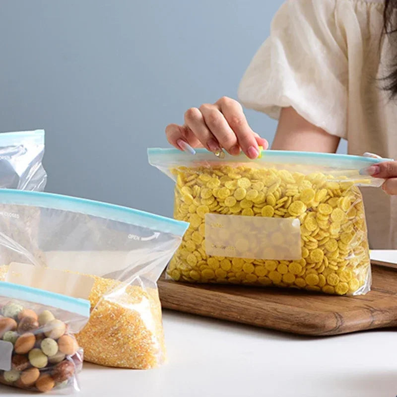 Reusable Storage Bags, Zipper Lock Bags, Food Grade Transparent Storage Bags
