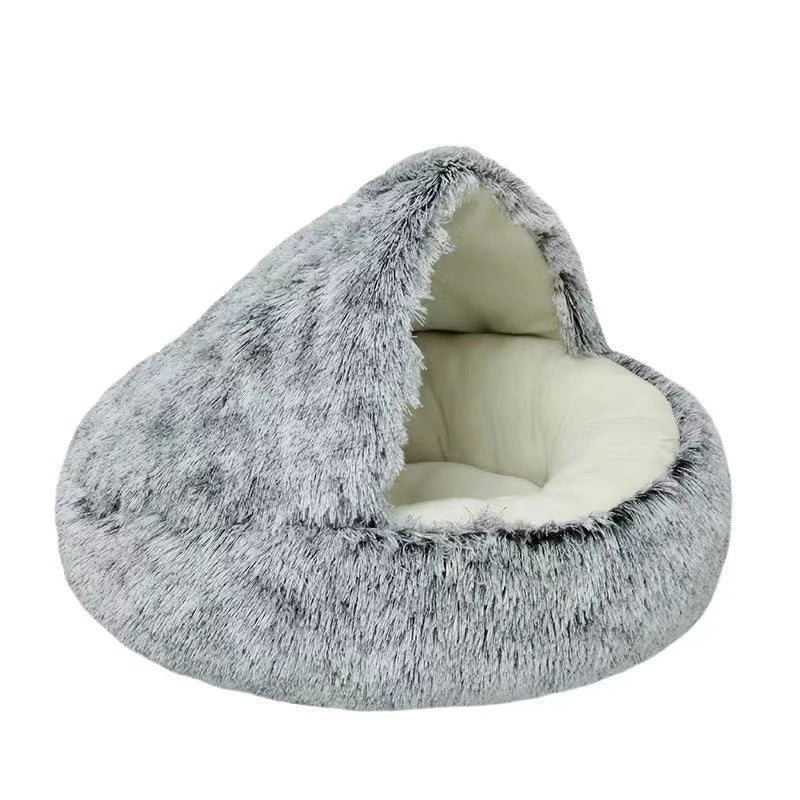 Pet Calming Nest Bed | Plush, Double-Sided Design for Cats & Small Pets, Cozy Enclosed Space for Year-Round Comfort