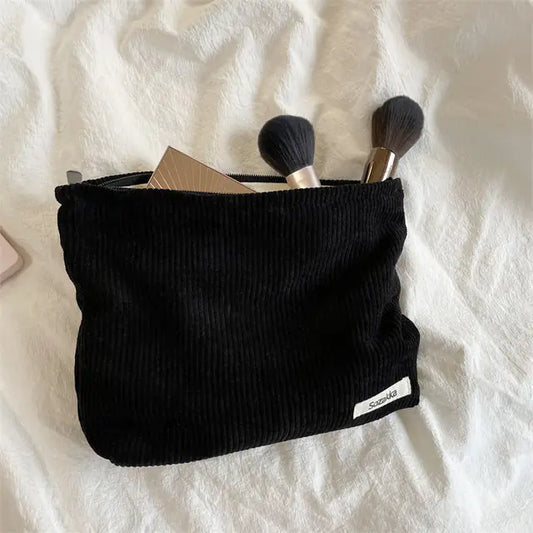 Corduroy Travel Cosmetic Bag - Large Capacity Organizer