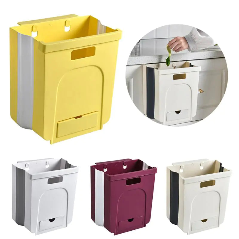 Large Wall-Mounted Folding Trash Can for Home Use