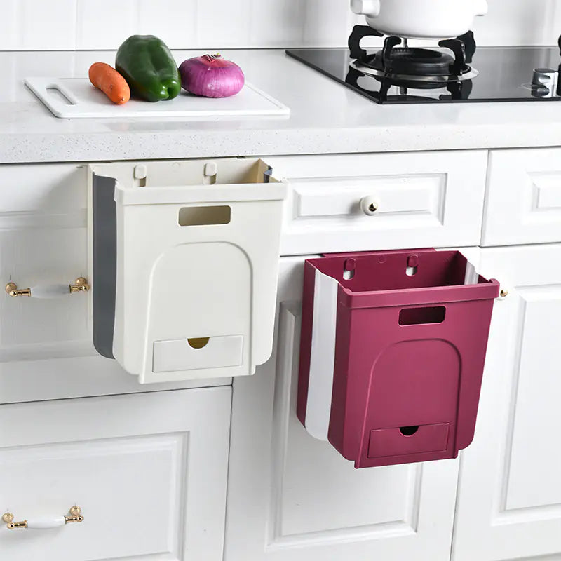 Large Wall-Mounted Folding Trash Can for Home Use