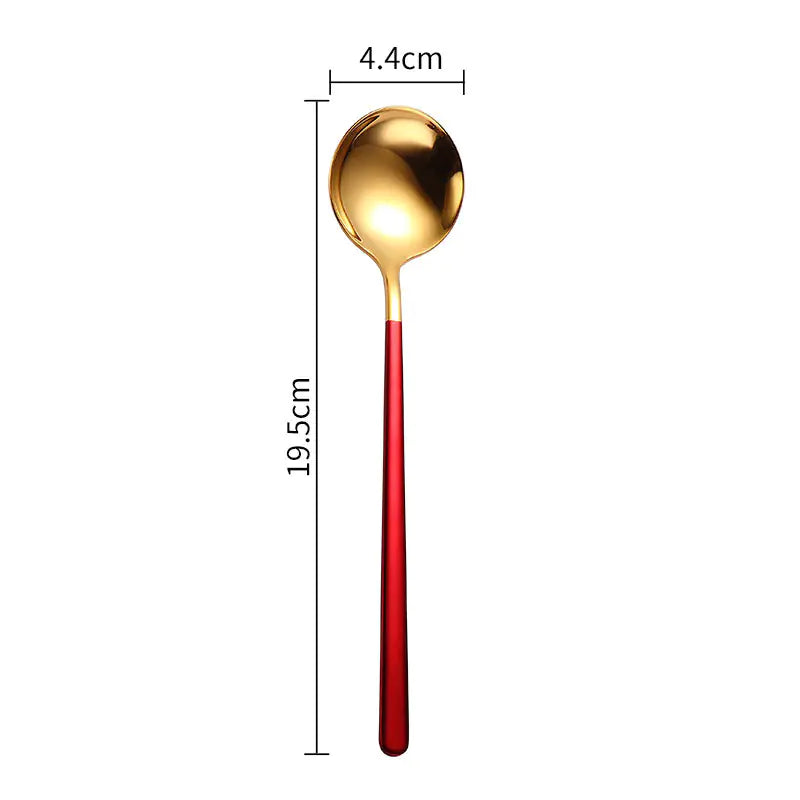 Creative Long Handle Stainless Steel Spoon for Desserts
