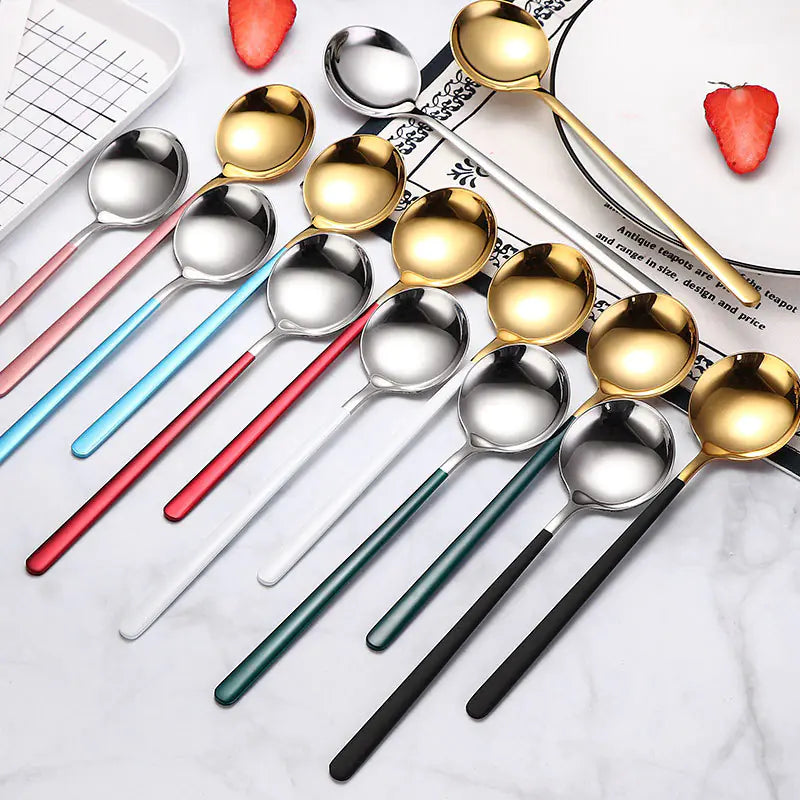 Creative Long Handle Stainless Steel Spoon for Desserts